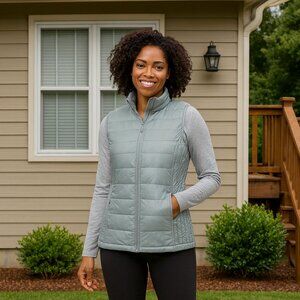 32 Degrees Heat Quilted Puffer Vest Lightweight Packable Soft Smoke Size S